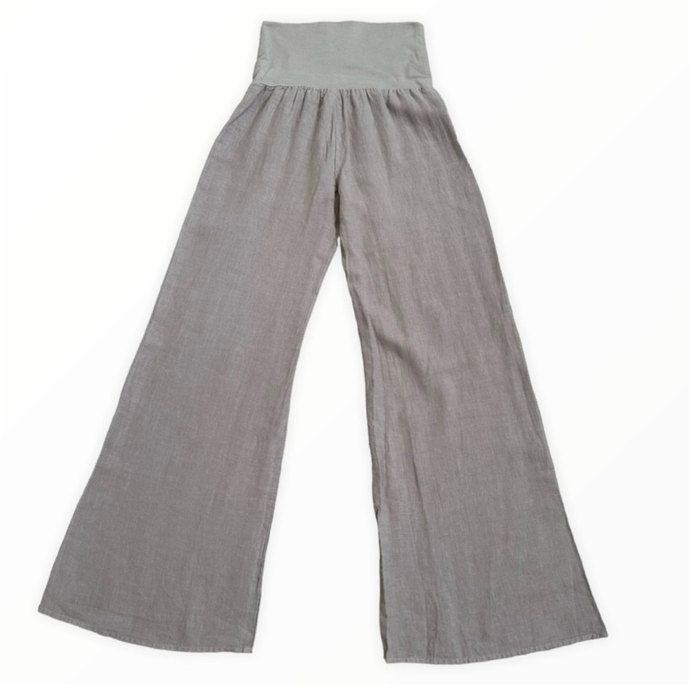 Sundance 100% Linen Wide Leg Palazzo Pants Gray Taupe Size XS